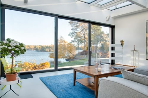 Beautiful-view-of-a-blue-lake-inside-of-a-villa